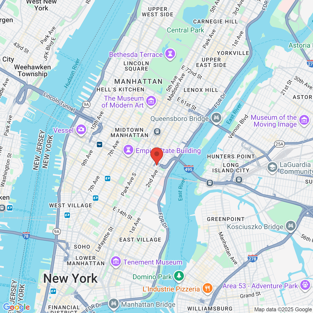 Google map image of our location in 236 E 36th St New York, NY